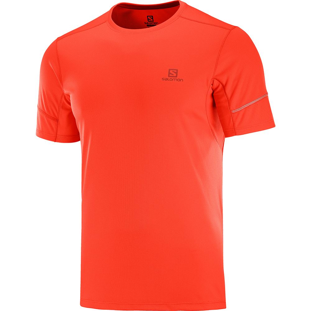 Camisetas Salomon Hombre Rojas Naranjas - Salomon Argentina AGILE SS M,201865-MLA